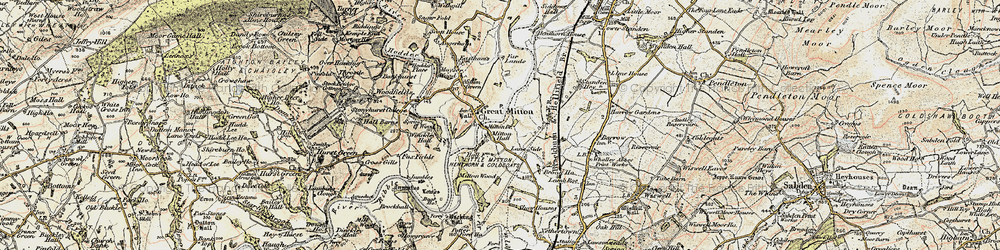 Old map of Little Mitton in 1903-1904