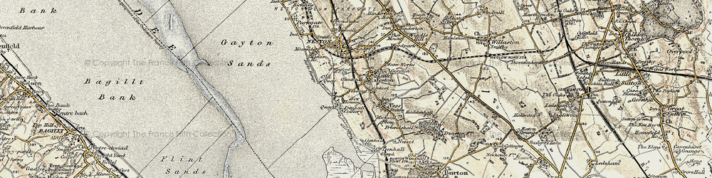 Old map of Little Neston in 1902-1903