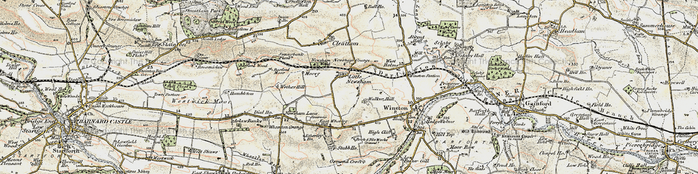Old map of Little Newsham in 1903-1904