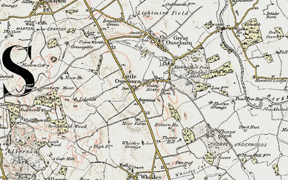 Old map of Little Ouseburn in 1903-1904