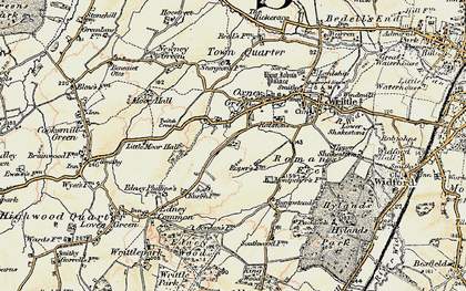 Old map of Little Oxney Green in 1898