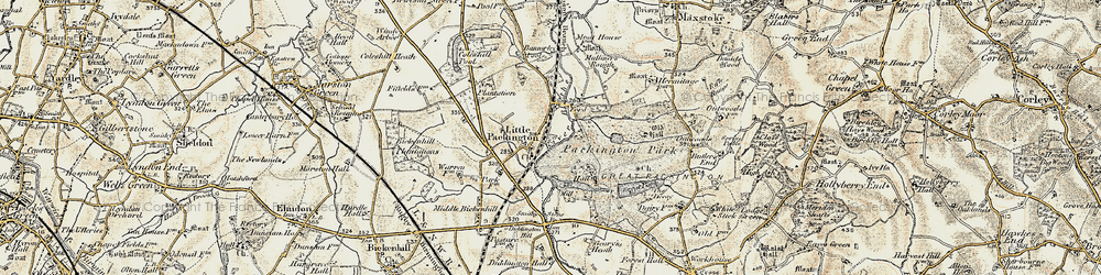 Old map of Bannerley Pool in 1901-1902
