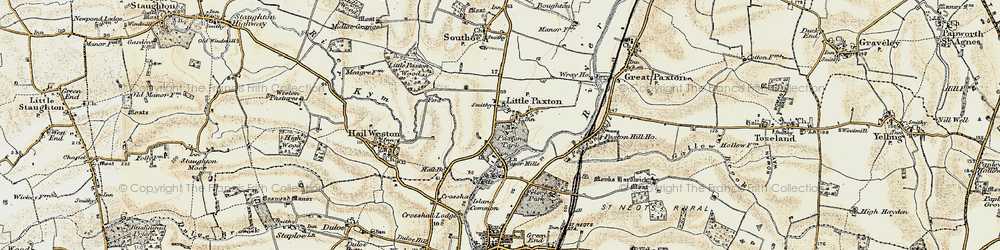 Old map of Little Paxton in 1898-1901