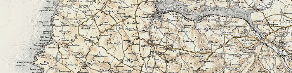Old map of Little Petherick in 1900
