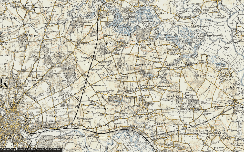 Old Map of Little Plumstead, 1901-1902 in 1901-1902