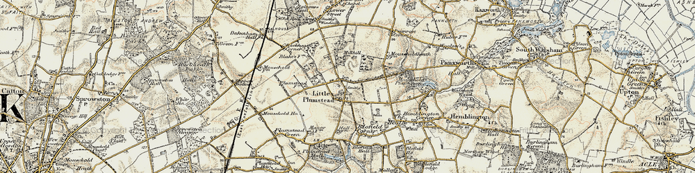 Old map of Little Plumstead in 1901-1902