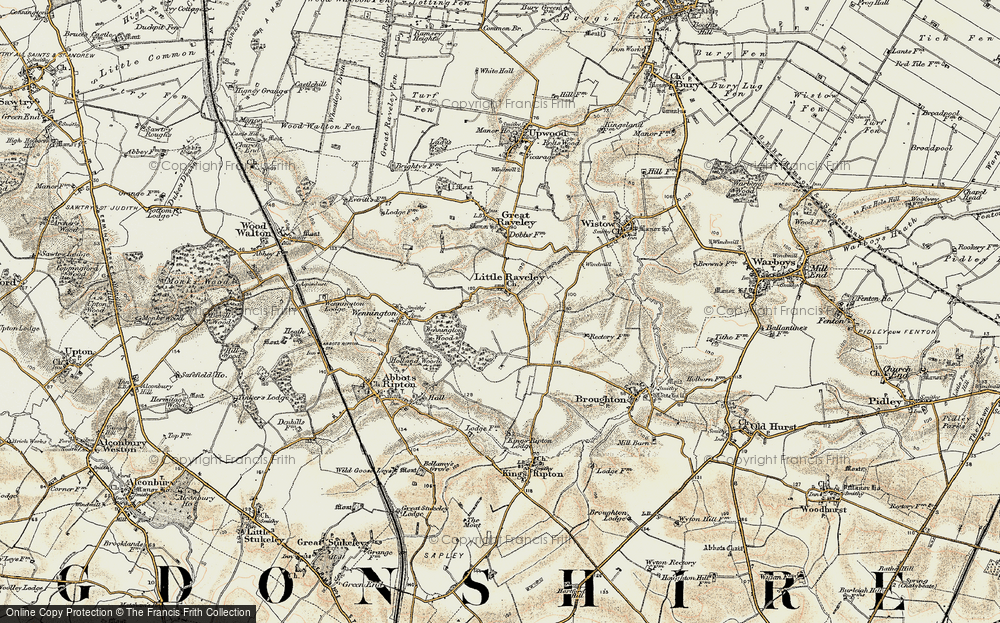 Old Map of Little Raveley, 1901 in 1901