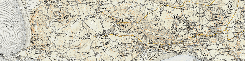 Old map of Little Reynoldston in 1900-1901