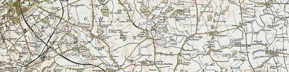Old map of Little Ribston in 1903-1904