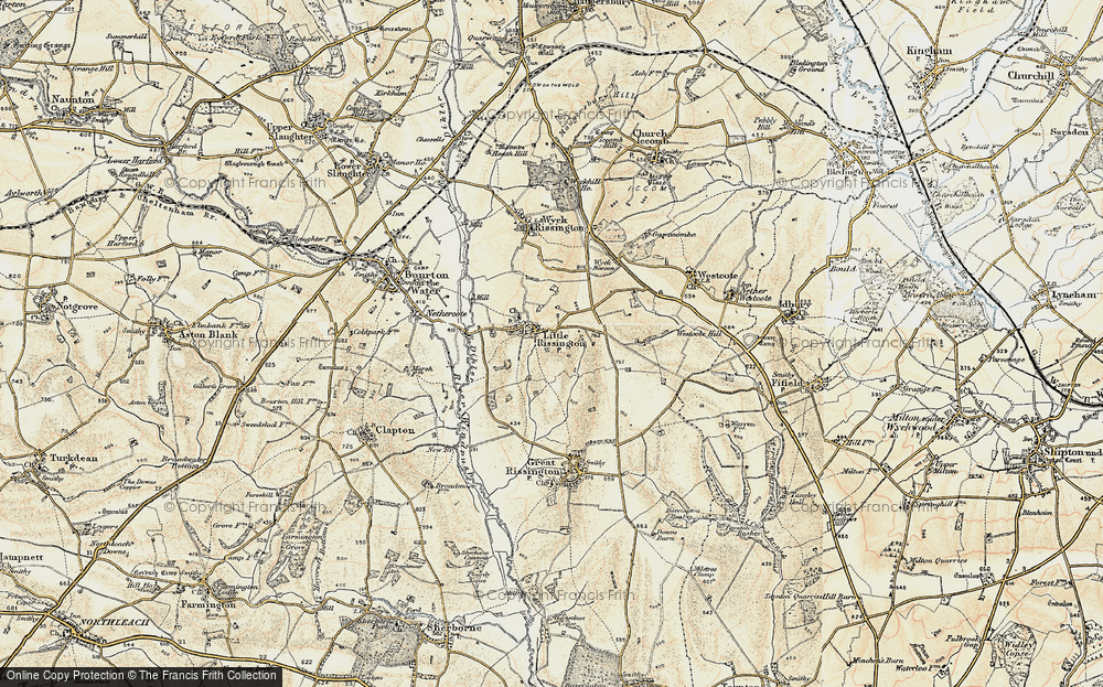 Old Map of Little Rissington, 1898-1899 in 1898-1899