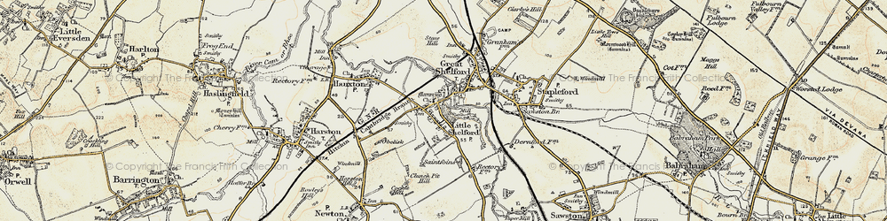 Old map of Little Shelford in 1899-1901