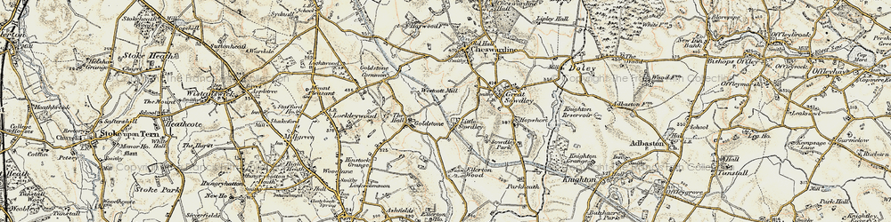 Old map of Little Soudley in 1902