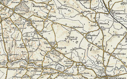 Old map of Little Sugnall in 1902