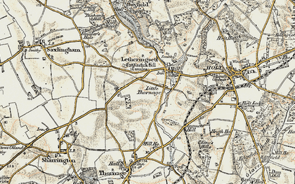 Old map of Little Thornage in 1901-1902
