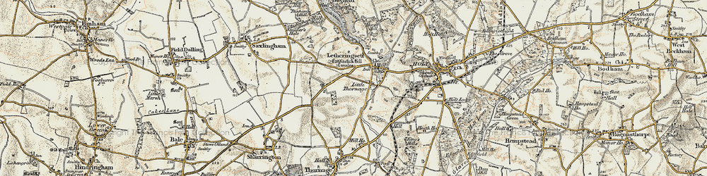 Old map of Little Thornage in 1901-1902