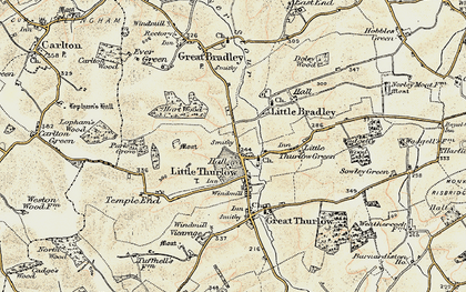 Old map of Little Thurlow in 1899-1901