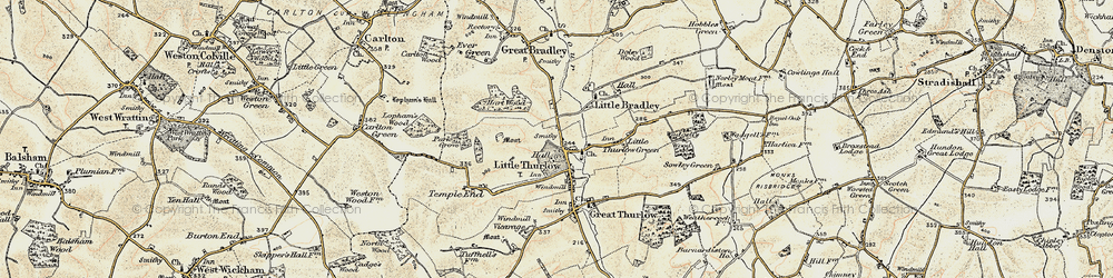 Old map of Little Thurlow in 1899-1901