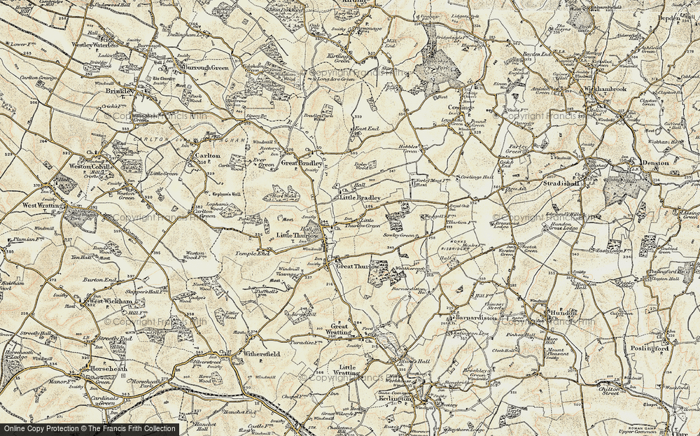 Old Map of Little Thurlow Green, 1899-1901 in 1899-1901