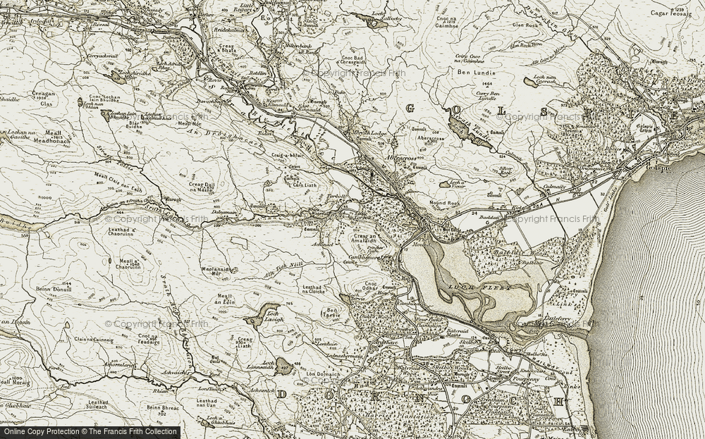 Old Map of Historic Map covering Aberscross Hill in 1910-1912