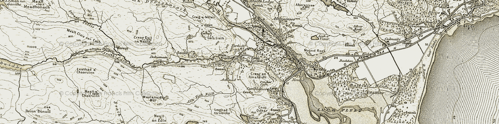 Old map of Achinael in 1910-1912