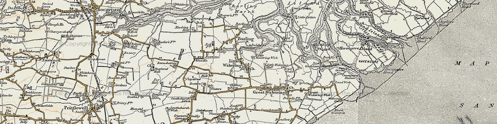 Old map of Little Wakering in 1898