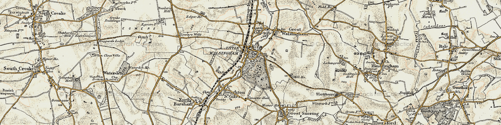 Old map of Little Walsingham in 1901-1902