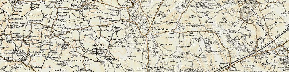 Old map of Little Waltham in 1898