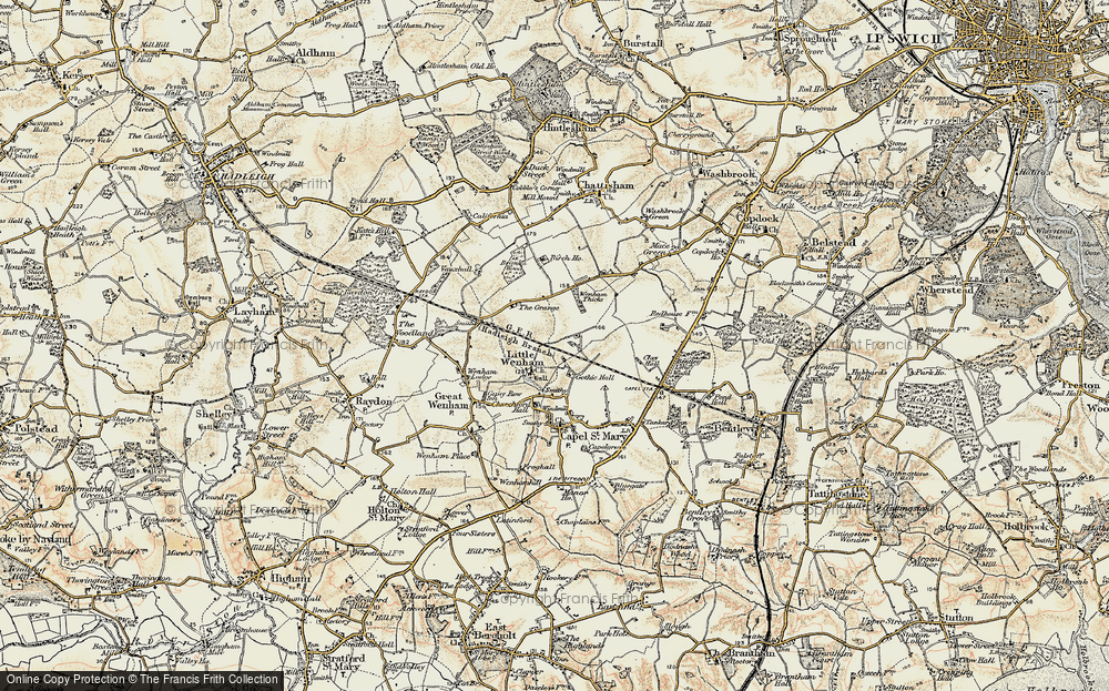 Old Map of Historic Map covering Brimlin Wood in 1898-1901