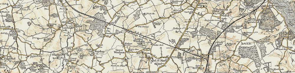 Old map of Little Wenham in 1898-1901