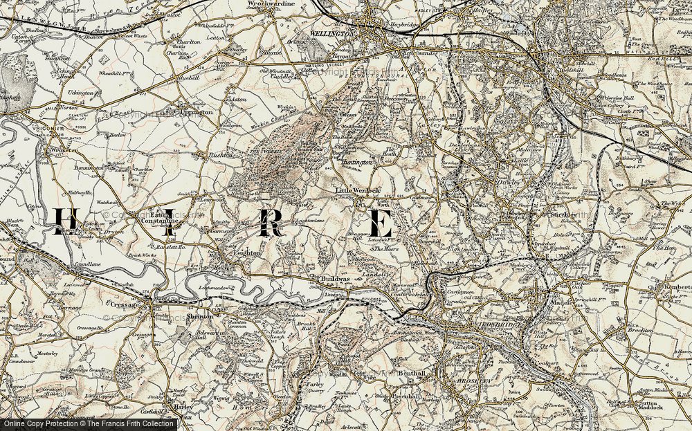 Old Map of Historic Map covering Braggers Hill in 1902