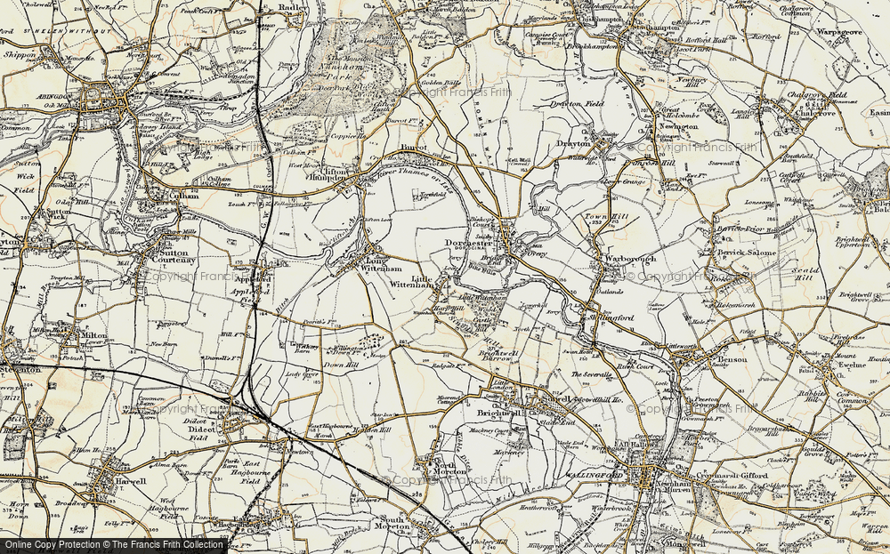 Old Map of Historic Map covering Wittenham Clumps in 1897-1898