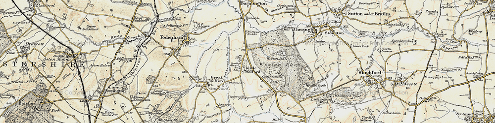 Old map of Wolford Fields in 1899-1901