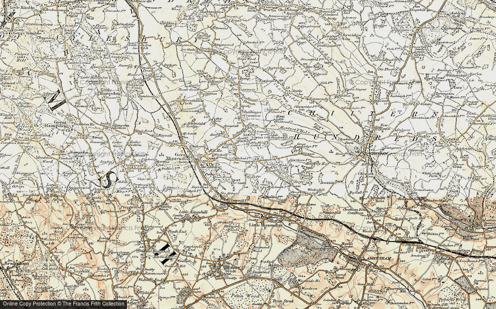 Old Map of Historic Map covering Hyde Heath in 1897-1898