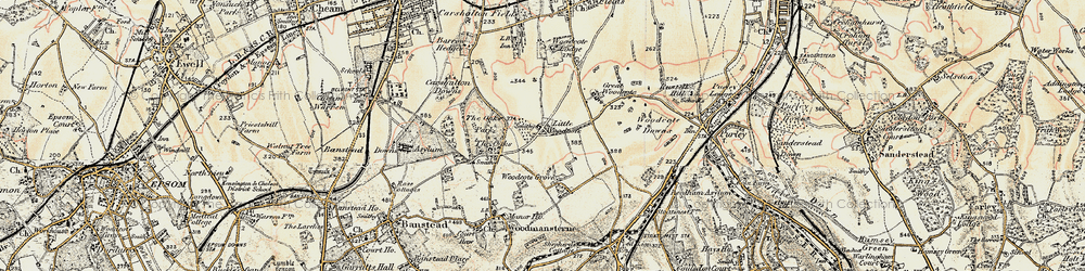 Old map of Little Woodcote in 1897-1909