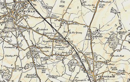 Old map of Little Wymondley in 1898-1899