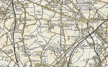 Old map of Wyrley Common in 1902