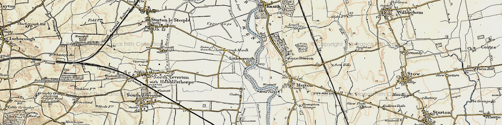 Old map of Gate Burton in 1902-1903
