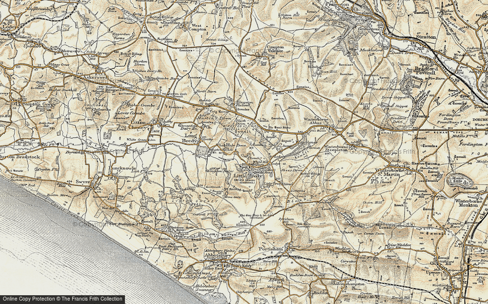 Old Map of Historic Map covering Bridehead in 1899