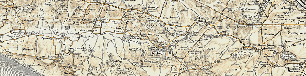 Old map of Bridehead in 1899