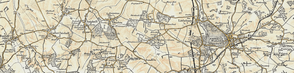 Old map of Littlebury Green in 1898-1901