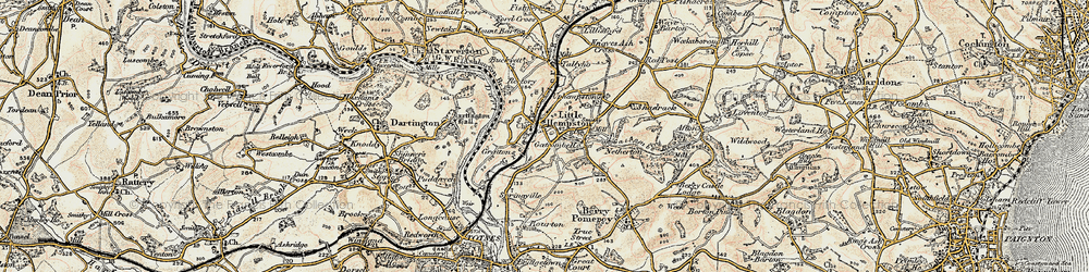 Old map of Littlehempston in 1899