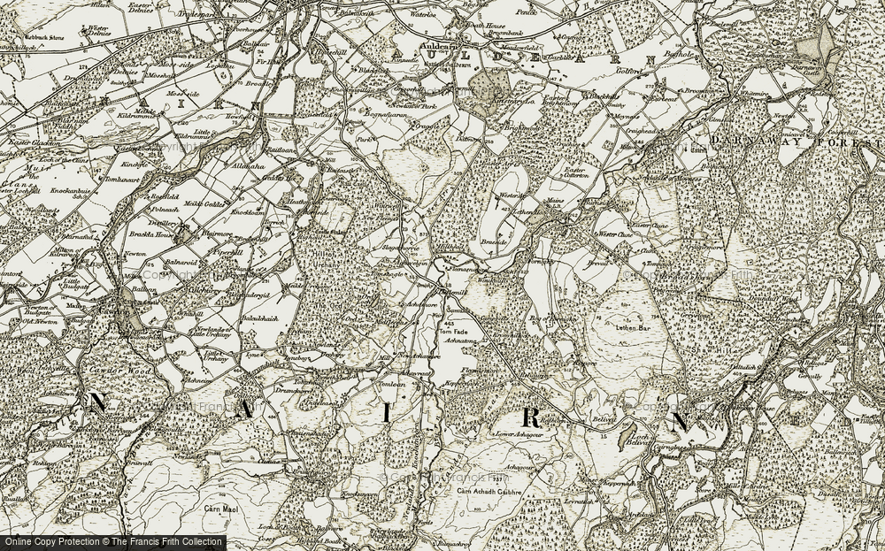 Old Map of Historic Map covering Achavraat in 1910-1911