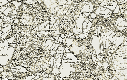 Old map of Achnatone Ho in 1910-1911