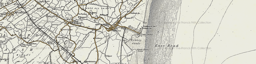 Old map of Littlestone-on-Sea in 1898