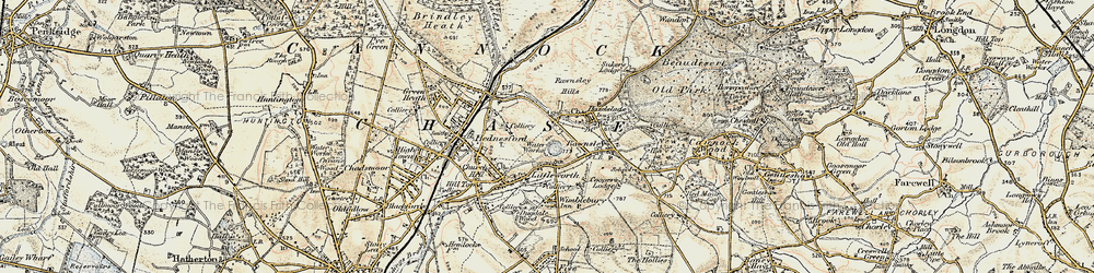 Old map of Bentley Brook in 1902