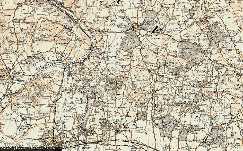 Old Map of Historic Map covering Burnham Beeches in 1897-1898