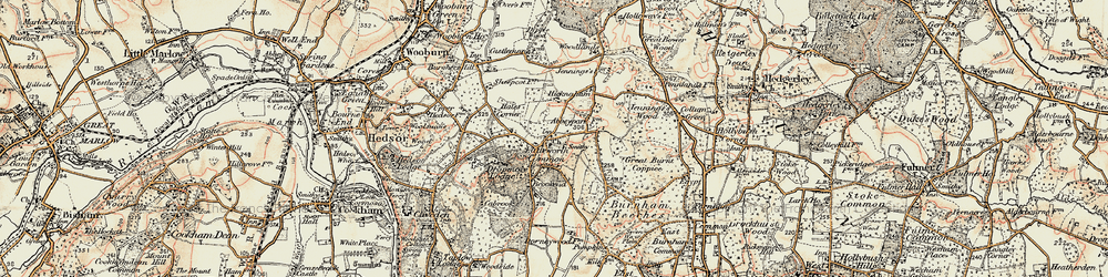 Old map of Burnham Beeches in 1897-1898