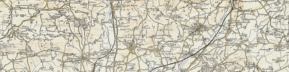 Old map of Livingshayes in 1898-1900