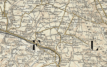 Old map of Bryn Rug in 1902-1903