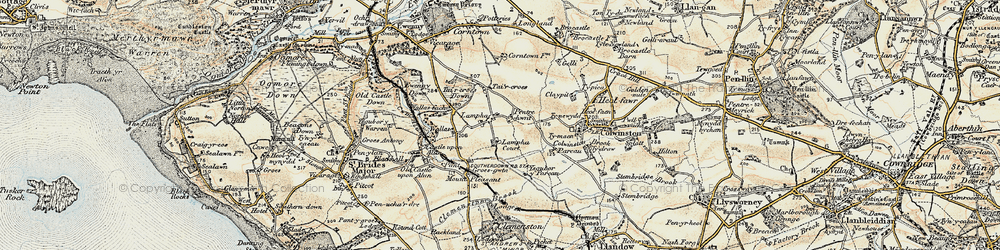 Old map of Afon Alun in 1899-1900